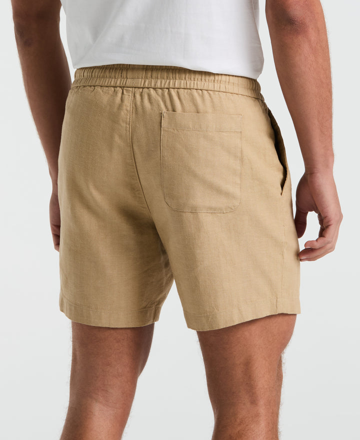 "6 Linen Cotton Shorts (Travertine) 