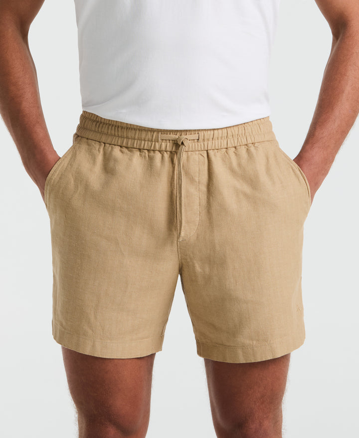 "6 Linen Cotton Shorts (Travertine) 