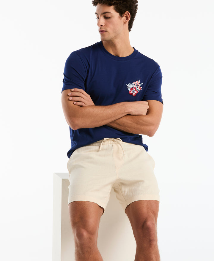 6" Linen Cotton Herringbone Shorts (Birch) 