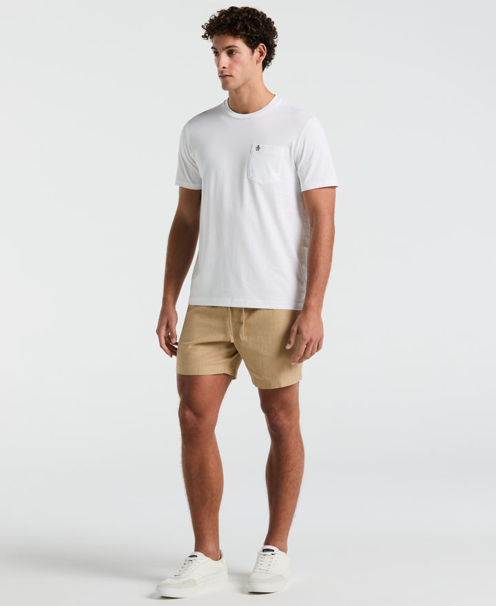 "6 Linen Cotton Shorts (Travertine) 
