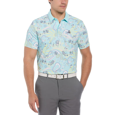 60s Heritage Print Golf Polo (Tanager Turquoise) 