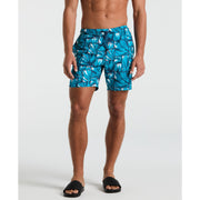 7" Volley Agave Tiles Allover Print Swim Shorts (Exotic Plume) 