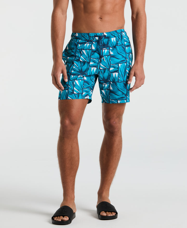 Agave Tiles Print Volley Swim Short (Exotic Plume) 