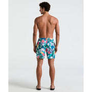 7" All-Over Floral Collage Swim Short (Bright White) 