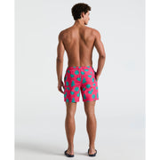 7" Volley All-Over Limes Swim Short (Raspberry) 