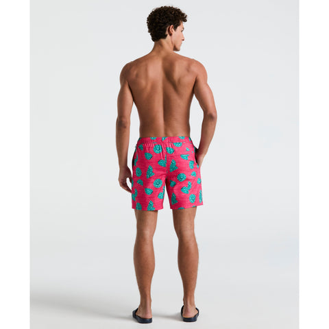 7" Volley All-Over Limes Swim Short (Raspberry) 