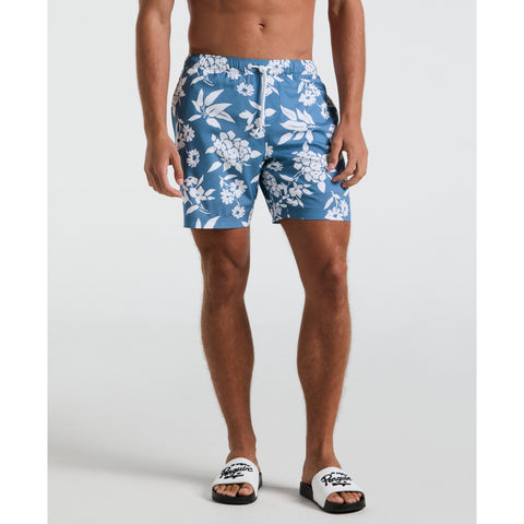 7" All-Over Flowers Print Swim Shorts (Copen Blue) 