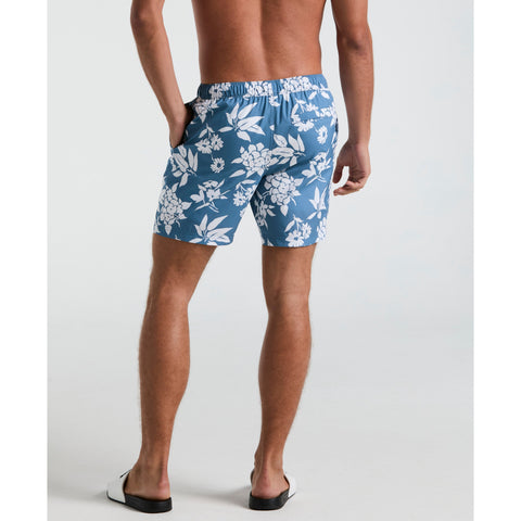 7" All-Over Flowers Print Swim Shorts (Copen Blue) 