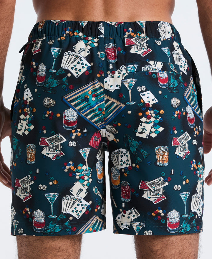 7" Volley All-Over Print Poker Table Swim Short (Reflecting Pond) 