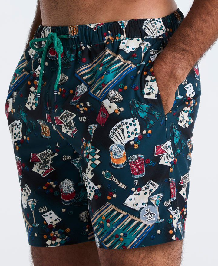 7" Volley All-Over Print Poker Table Swim Short (Reflecting Pond) 