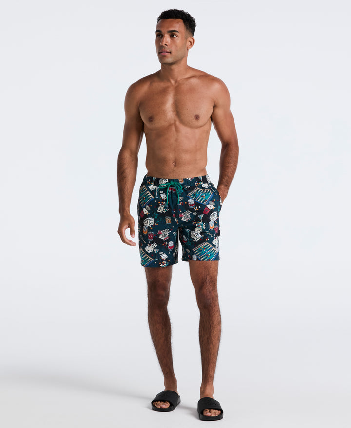 7" Volley All-Over Print Poker Table Swim Short (Reflecting Pond) 