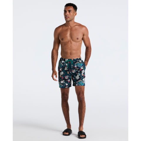 7" Volley All-Over Print Poker Table Swim Short (Reflecting Pond) 