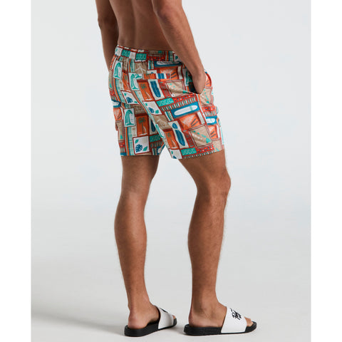 7" All-Over Surf Print Swim Shorts (Cherry Tomato) 