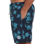 7" All-over Tumble Floral Swim Short  (Dark Sapphire) 