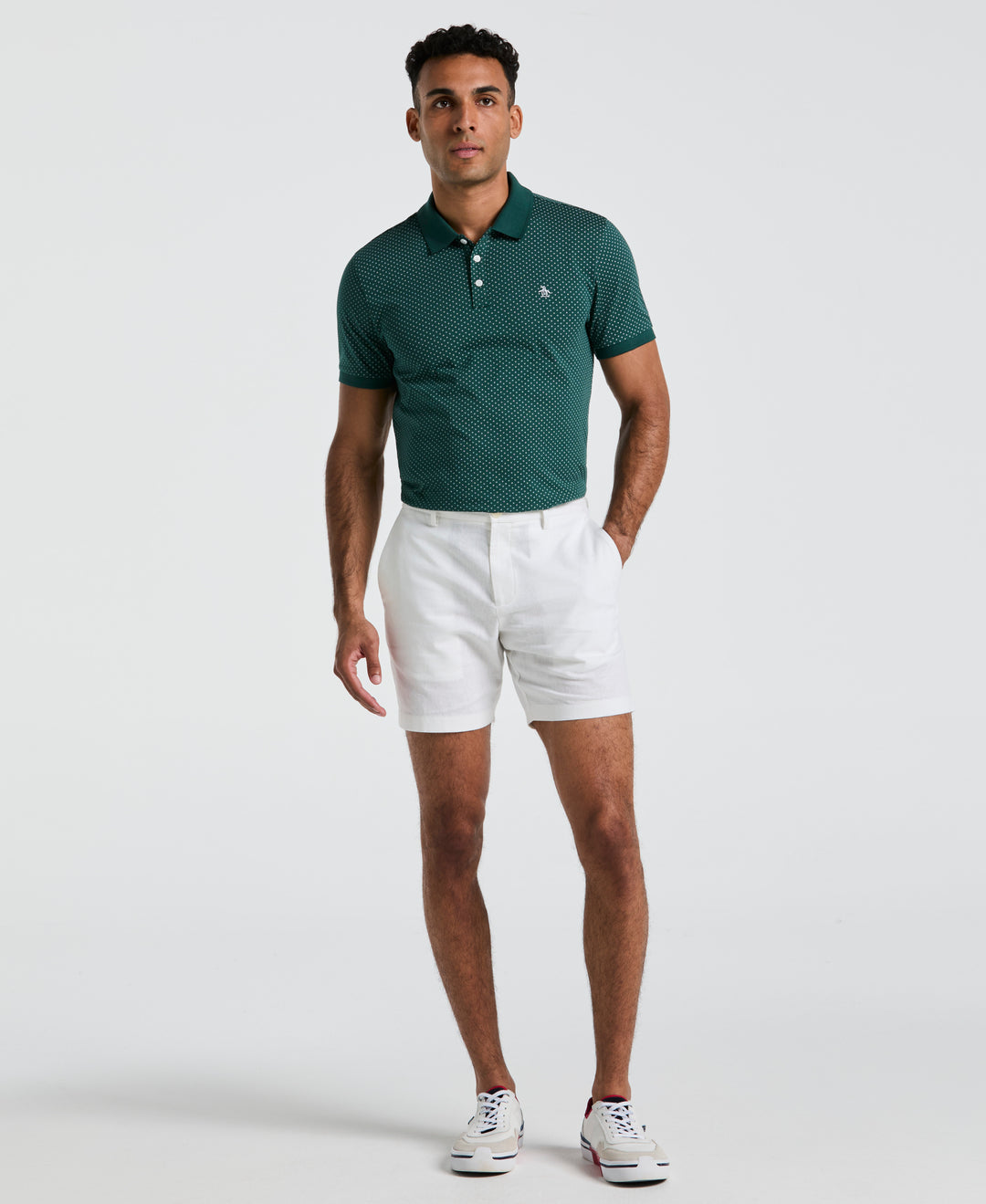 7" Linen-Blend Flat Front Short (Bright White) 