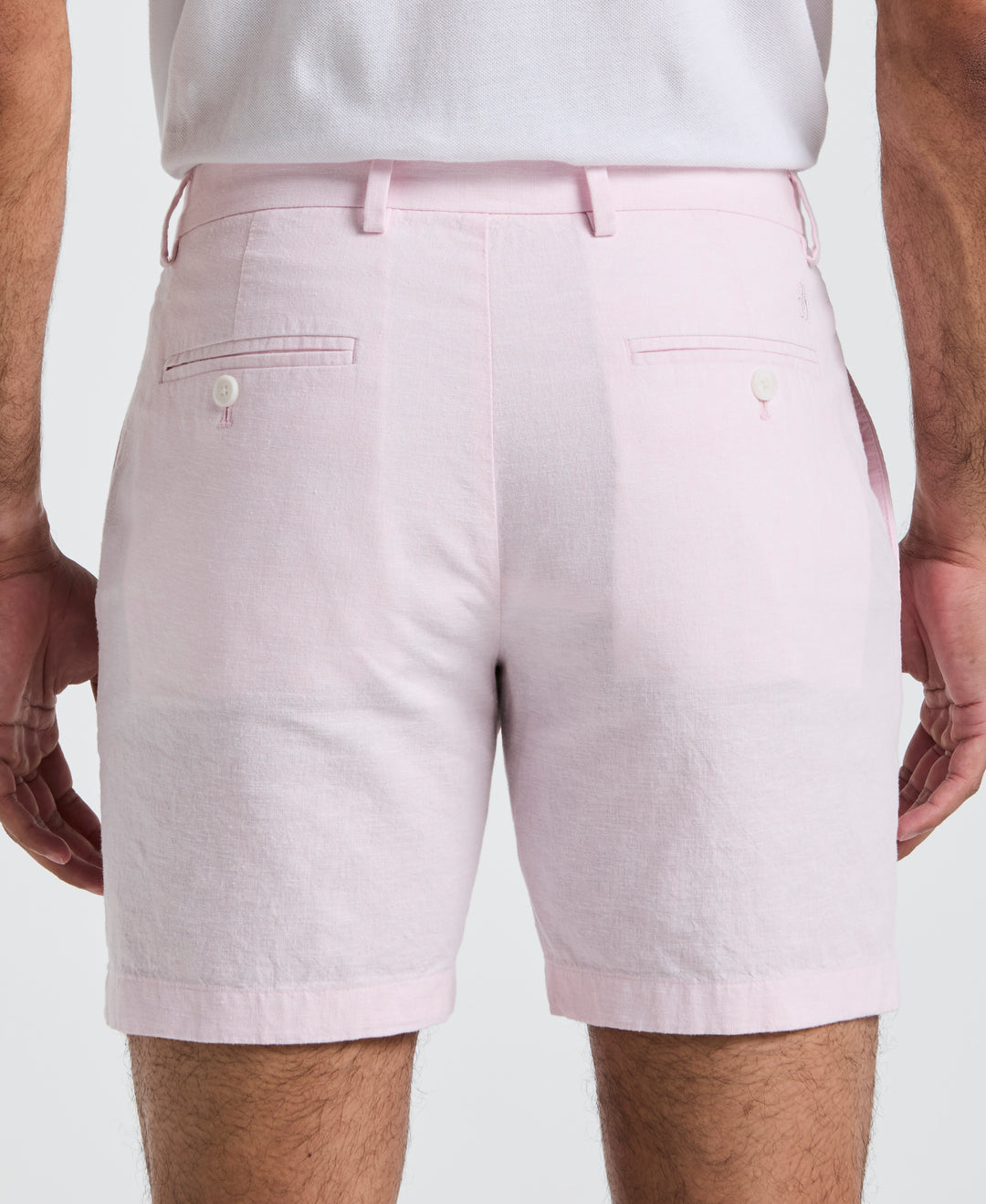7" Flat Front Linen Blend Short (Barely Pink) 