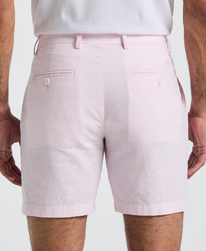 7" Flat Front Linen Blend Short (Barely Pink) 
