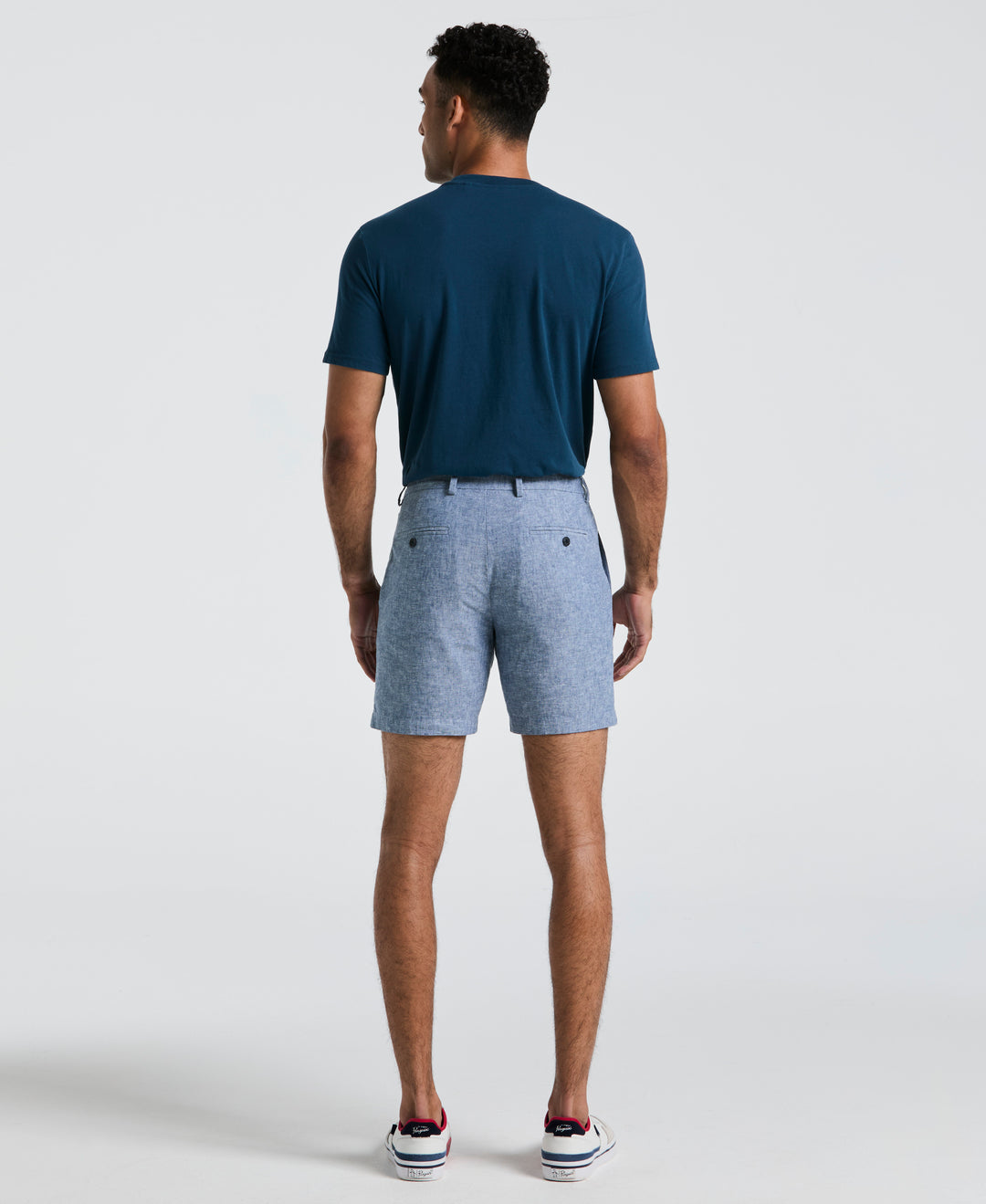 7" Flat Front Linen Blend Short (Bay Blue) 