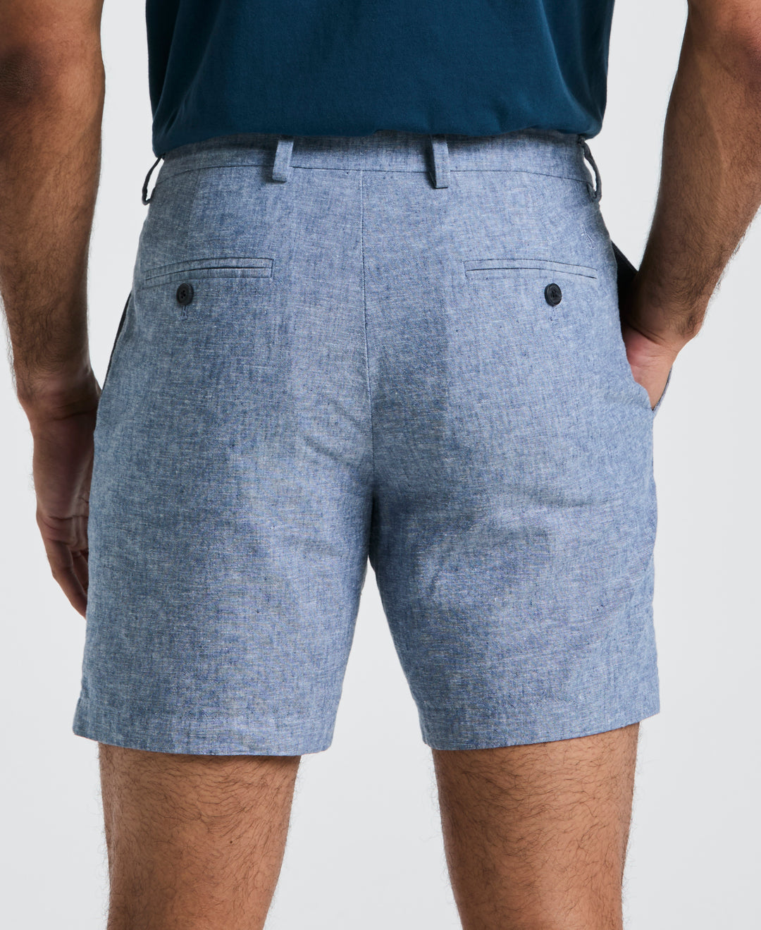 7" Flat Front Linen Blend Short (Bay Blue) 