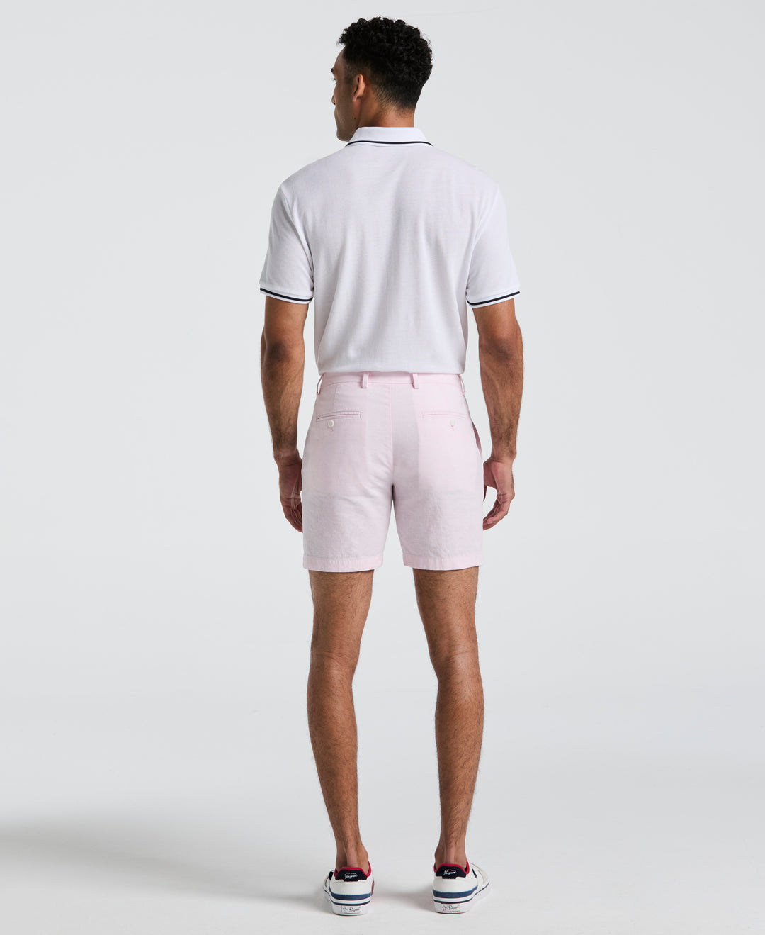 7" Flat Front Linen Blend Short (Barely Pink) 