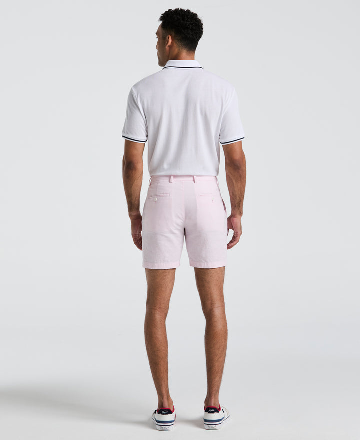 7" Flat Front Linen Blend Short (Barely Pink) 