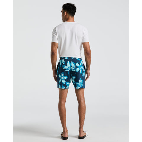 7" Floral Print French Terry Short (Blue Wing Teal) 