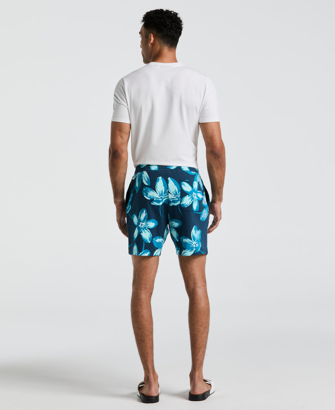 7" Floral Print French Terry Short (Blue Wing Teal) 