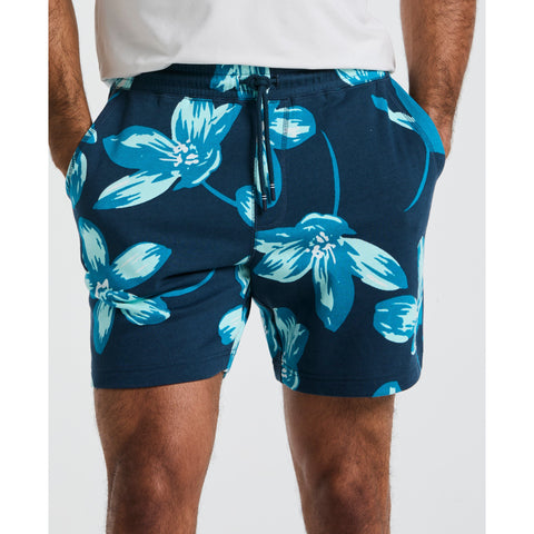 7" Floral Print French Terry Short (Blue Wing Teal) 