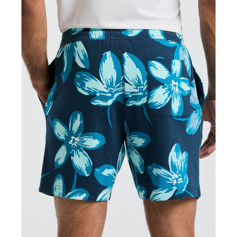 7" Floral Print French Terry Short (Blue Wing Teal) 