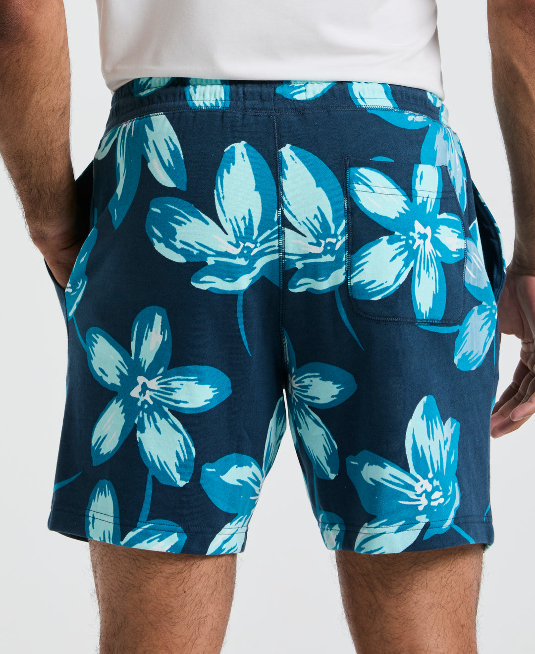 7" Floral Print French Terry Short (Blue Wing Teal) 