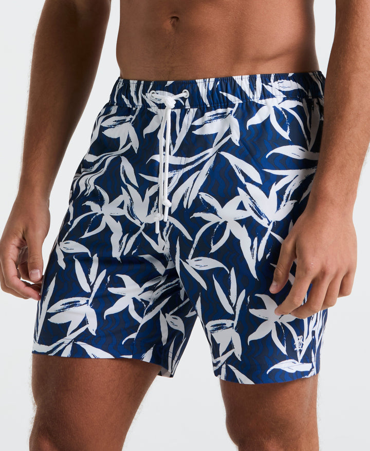 7" Volley Wave Floral Swim Short (Blue Quartz) 