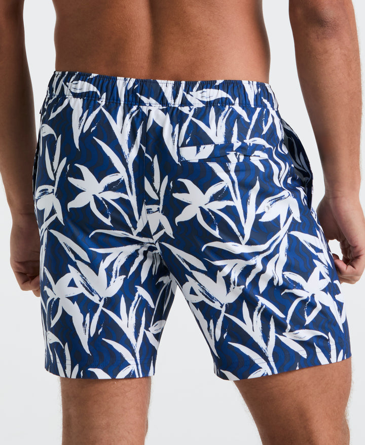7" Volley Wave Floral Swim Short (Blue Quartz) 