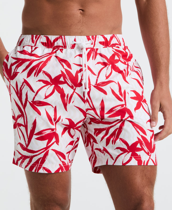 7" Volley Floral Swim Short (True Red) 