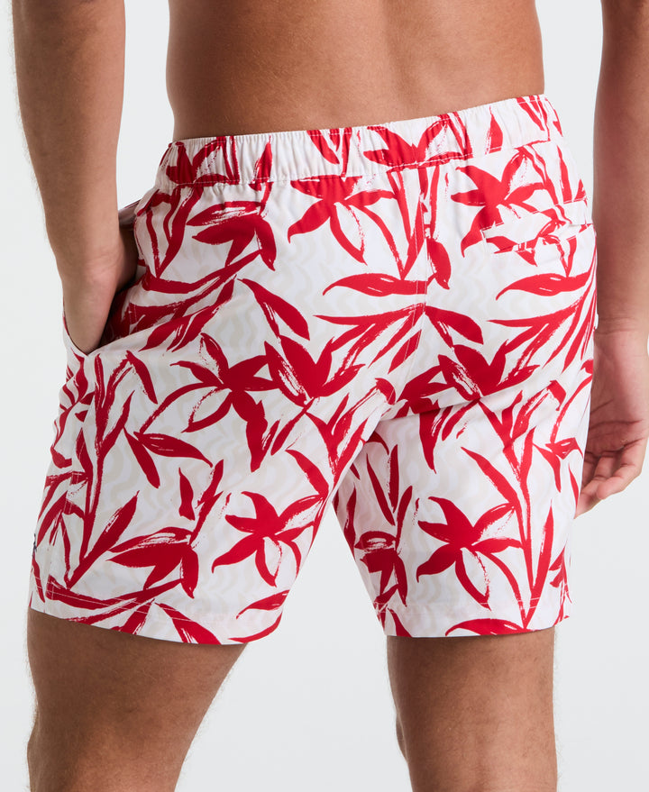 7" Volley Floral Swim Short (True Red) 