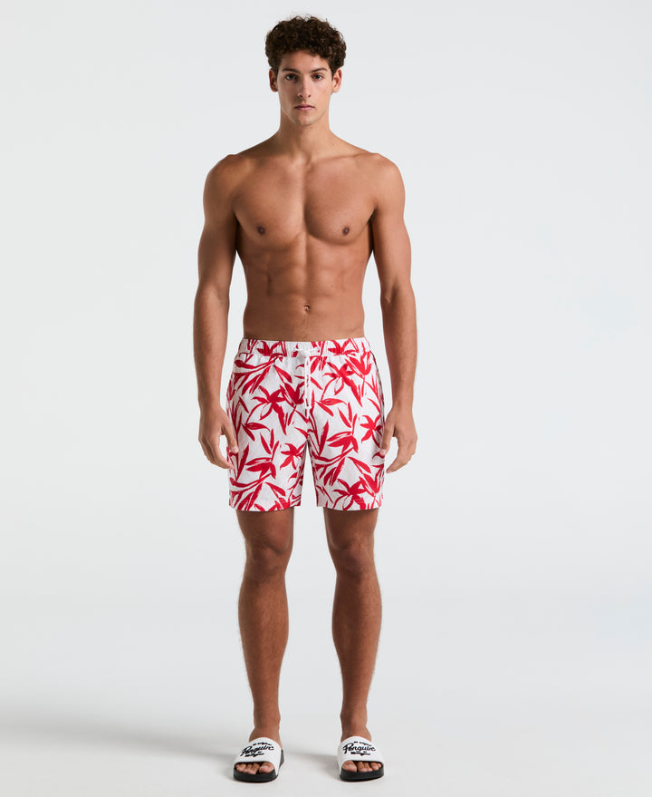 7" Volley Floral Swim Short (True Red) 