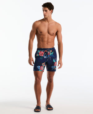 7" Hawaiian Print Volley Swim Shorts (Blue Depths) 