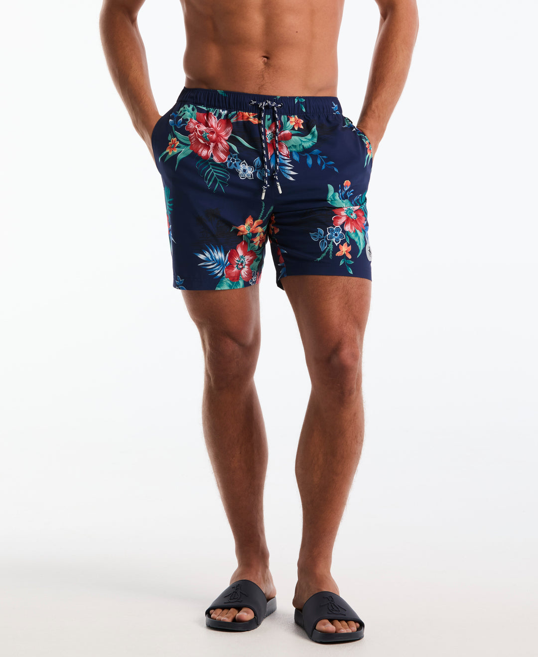 7" Hawaiian Print Volley Swim Shorts (Blue Depths) 