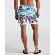 7" Hibiscus Scene Print Swim Short (Bright White) 
