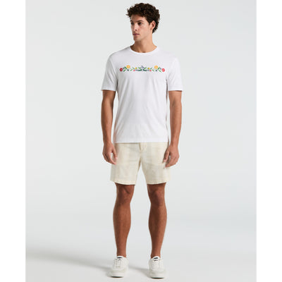 "7 Linen Dobby Striped Shorts (Birch) 