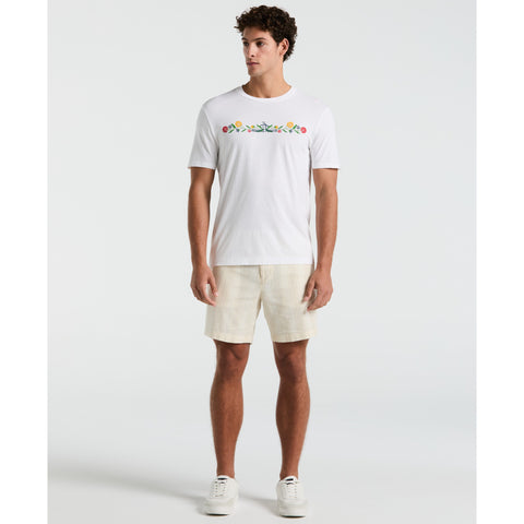 "7 Linen Dobby Striped Shorts (Birch) 