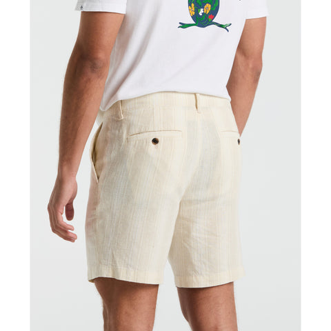 "7 Linen Dobby Striped Shorts (Birch) 