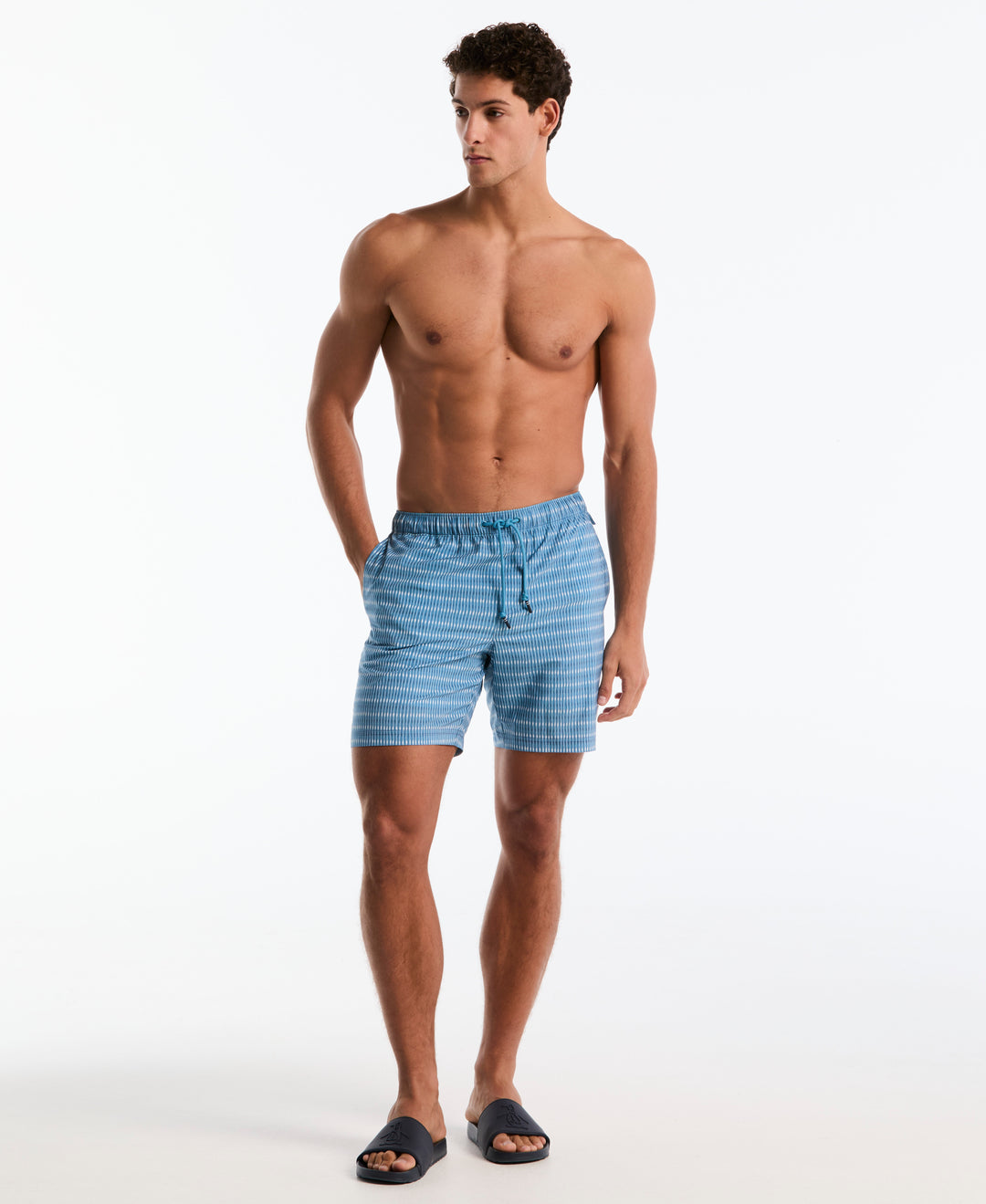 7" Volley Mini Stripe Swim Shorts (Niagara) 