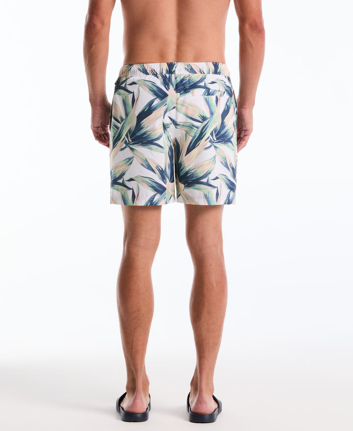7" Volley Succulent Print Swim Trunk (Bright White) 