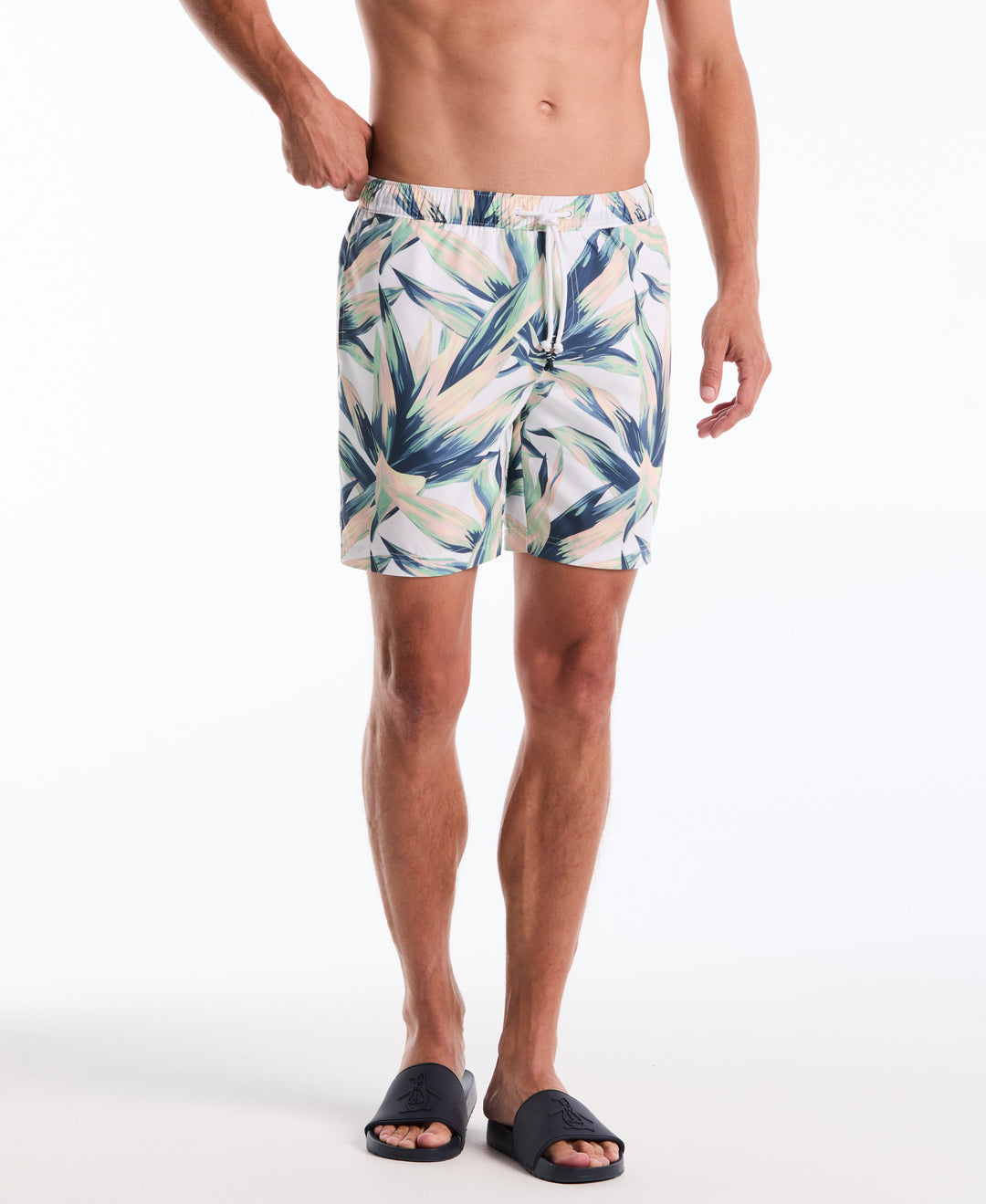 7" Volley Succulent Print Swim Trunk (Bright White) 