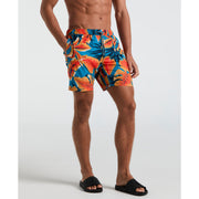 7" Tropical Leaf Print Swim Short (Mosaic Blue) 