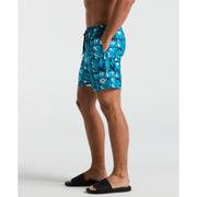 7" Volley Agave Tiles Allover Print Swim Shorts (Exotic Plume) 