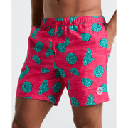 7" Volley All-Over Limes Swim Short (Raspberry) 