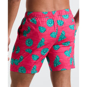 7" Volley All-Over Limes Swim Short (Raspberry) 