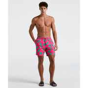 7" Volley All-Over Limes Swim Short (Raspberry) 