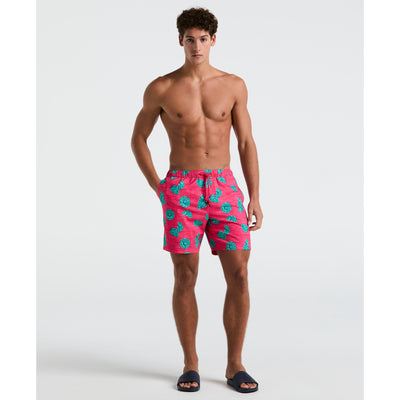7" Volley All-Over Limes Swim Short (Raspberry) 
